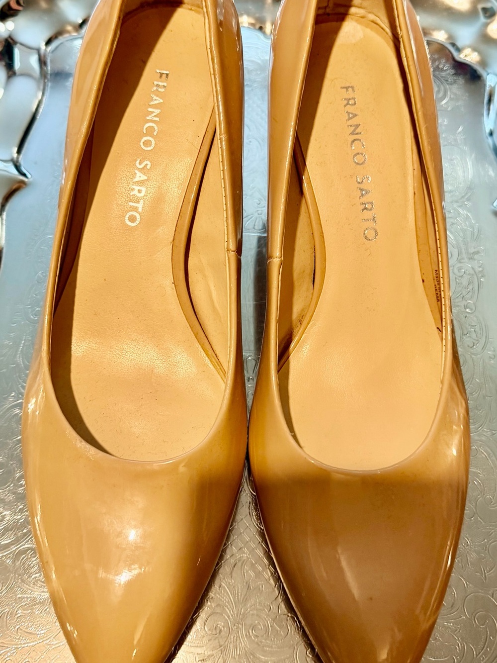Franco Sarto Nude Patent Pointed-Toe Pumps